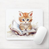 Tapis de souris chaton lisant mignon (Avec souris)