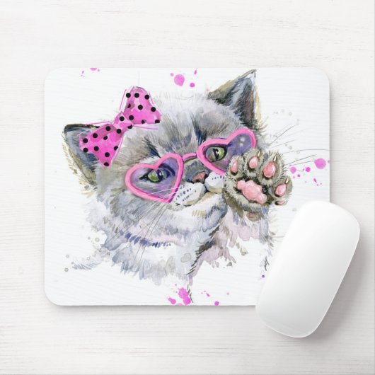 Tapis De Souris Chaton mignon d'aquarelle (Avec souris)