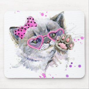 Tapis De Souris Chaton mignon d'aquarelle