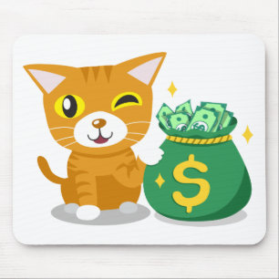 Tapis De Souris Chaton mignon Motivation Succès Chat tigré orange