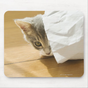 Tapis De Souris Chaton se cachant dans le sac de papier
