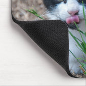 Tapis De Souris Chaton Tuxedo avec la langue qui sort (Coin)
