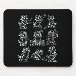 Tapis De Souris Chaton vintage jouant au pickleball chat mignon