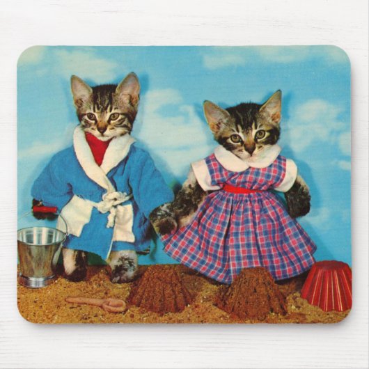 Tapis De Souris chatons à table sur la plage RPPC (Devant)