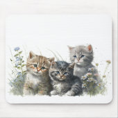 Tapis De Souris Chatons d'aquarelle en Fleur sauvage (Devant)