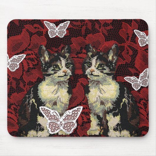Tapis De Souris Chatons et dentelle oh mes ! (Devant)