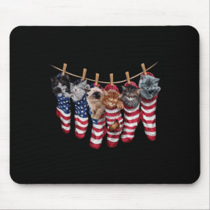 Tapis De Souris Chatons Patriotiques Dans Des Chaussettes Drapeau