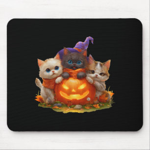 Tapis De Souris Chatons vintage citrouille chat mignon saison effr