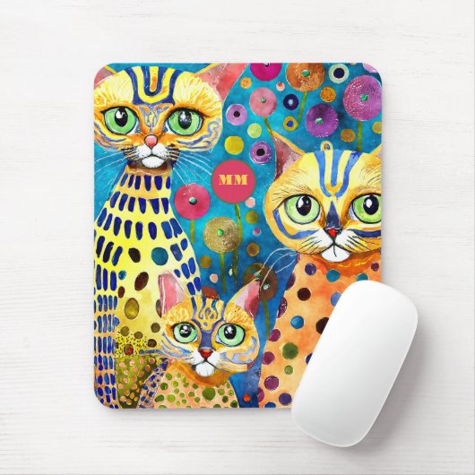 Tapis De Souris Chats abstraits cool (Avec souris)