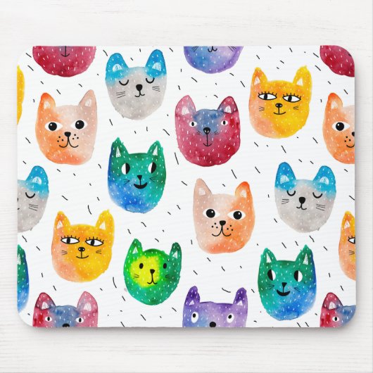Tapis De Souris Chats aquarelles et amis (Devant)