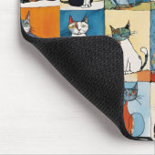 Tapis De Souris Chats assis Abstraits Patchwork floral (Coin)