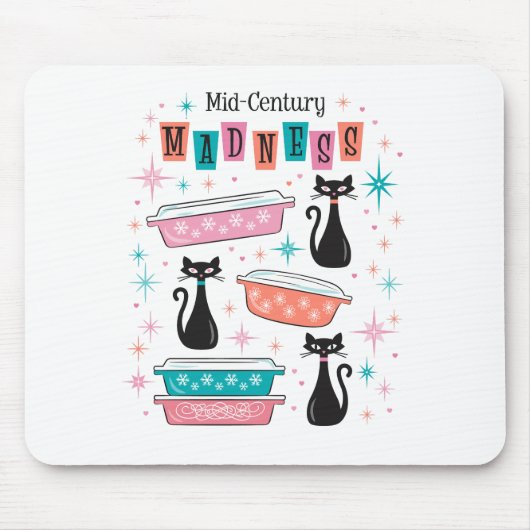 Tapis De Souris Chats Atomique Starburst du milieu du siècle Pyrex (Devant)