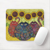 Tapis De Souris chats avec des tournesols (Avec souris)