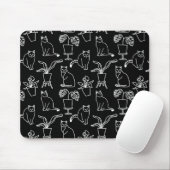 Tapis De Souris Chats blancs en noir (Avec souris)