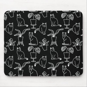 Tapis De Souris Chats blancs en noir