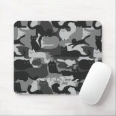 Tapis De Souris Chats Camouflés Gris Motif Chats Kitty Gris Camo (Avec souris)
