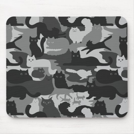 Tapis De Souris Chats Camouflés Gris Motif Chats Kitty Gris Camo (Devant)