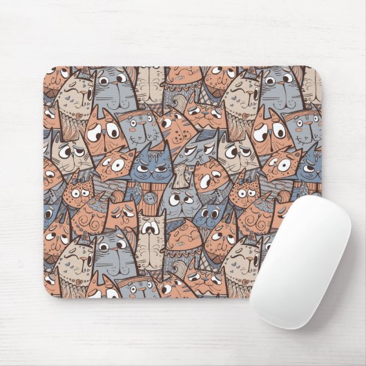 Tapis De Souris Chats caricaturaux amusants (Avec souris)