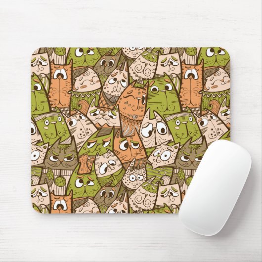 Tapis De Souris Chats caricaturaux amusants (Avec souris)