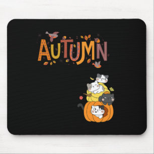 Tapis De Souris Chats Citrouilles mignons Bonjour Automne Automne