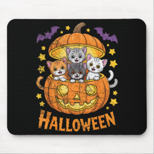 Tapis De Souris Chats Dans Citrouille Mignons Chatons Halloween Dr