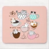 Tapis De Souris Chats dans des Tasses à Café (Devant)