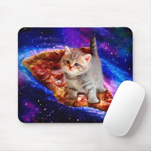 Tapis De Souris Chats dans la pizza spatiale (Avec souris)