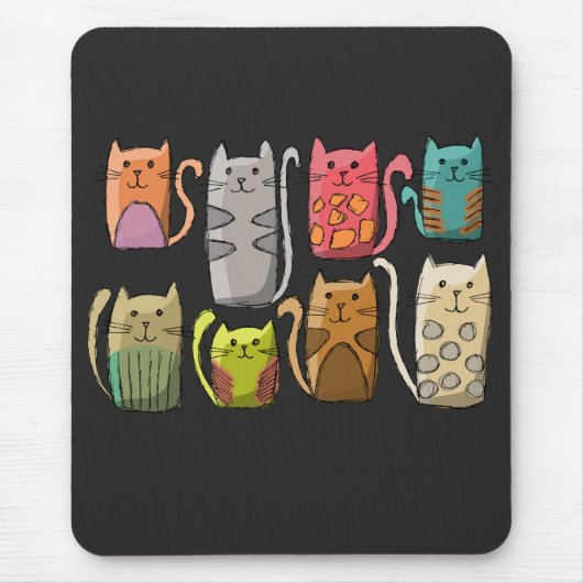 Tapis De Souris Chats dans une rangée (Devant)