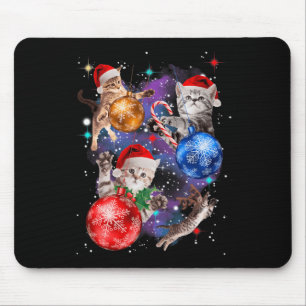 Tapis De Souris Chats de Noël mignons dans l'espace ornements Grap