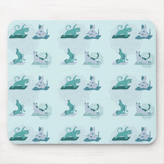 Tapis De Souris Chats de Yoga Verts (Devant)