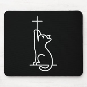 Tapis De Souris Chats domestiques adorent Jésus Soyez heureux Chat