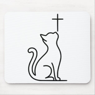 Tapis De Souris Chats domestiques aiment Jésus Soyez heureux Sauve