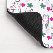 Tapis De Souris Chats et fleurs en blanc (Coin)