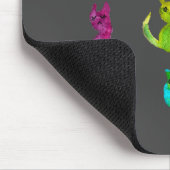 Tapis De Souris Chats fous colorés en aquarelle (Coin)