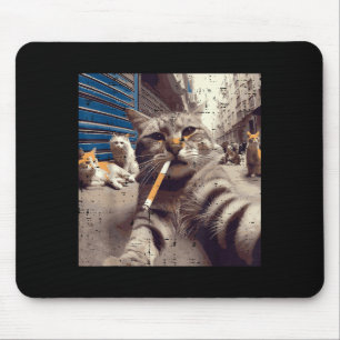 Tapis De Souris Chats Gangster Rues Chats Selfie Drôle Mème Humour