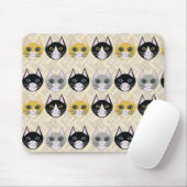 Tapis De Souris Chats Herringbone Beige (Avec souris)