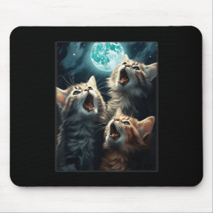 Tapis De Souris Chats hurlant à la lune drôle de chat mème Alpha H