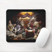 Tapis De Souris Chats jouant au poker lancer oreiller (Avec souris)
