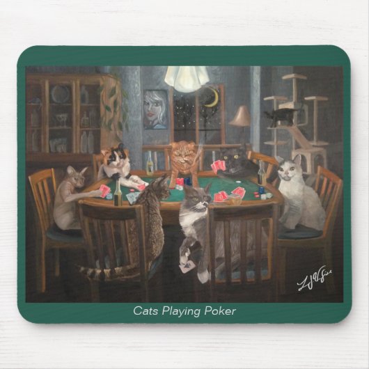 Tapis De Souris Chats Jouer Poker - Pad Souris (Devant)