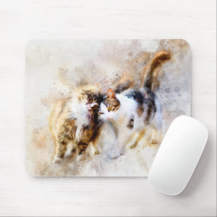Tapis De Souris Chats Meilleurs amis pour l'aquarelle