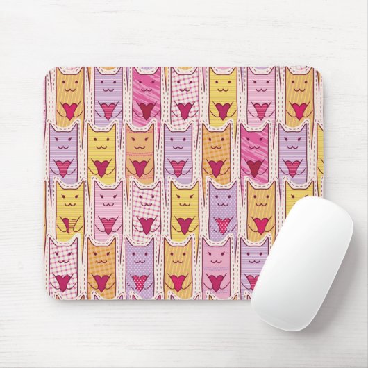 Tapis De Souris Chats mignons avec les coeurs affectueux (Avec souris)
