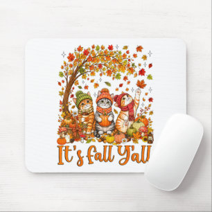 Tapis De Souris Chats mignons d'automne Feuilles Citrouille "C'est