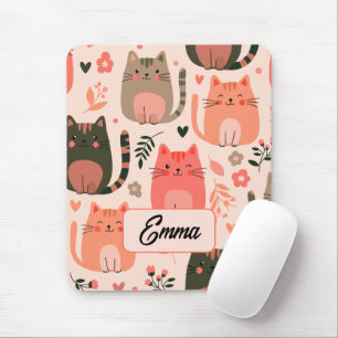 Tapis De Souris Chats mignons et motif floral personnalisé pour en