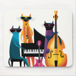 Tapis De Souris Chats musiciens de Jazz Cool Band