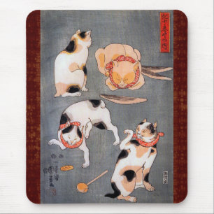 Tapis De Souris Chats (Neko) en différents Poses Utagawa Kuniyosh