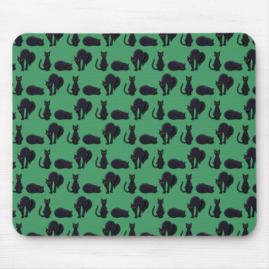 Tapis De Souris Chats Noirs Blocs Halloween Pixel Art Motif (Devant)