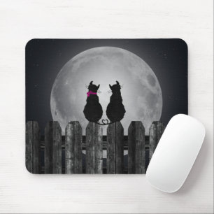 Tapis De Souris Chats noirs en clair de lune