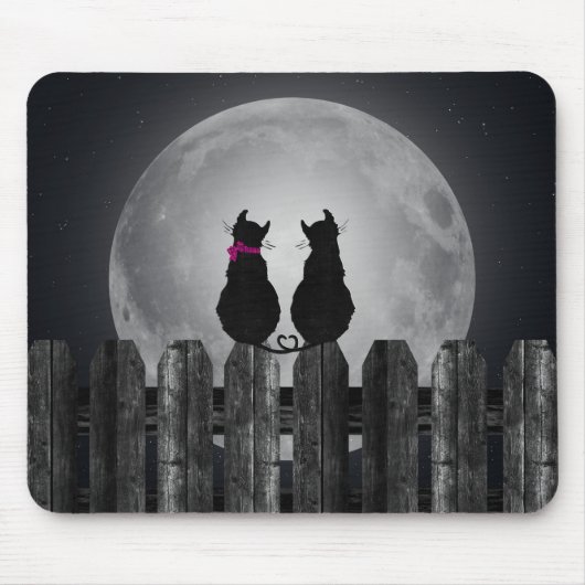 Tapis De Souris Chats noirs en clair de lune (Devant)