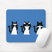 Tapis De Souris Chats noirs et blancs | Trois chatons sages (Avec souris)