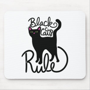 Tapis De Souris Chats noirs Règle amusante Chat noir Maman mignonn